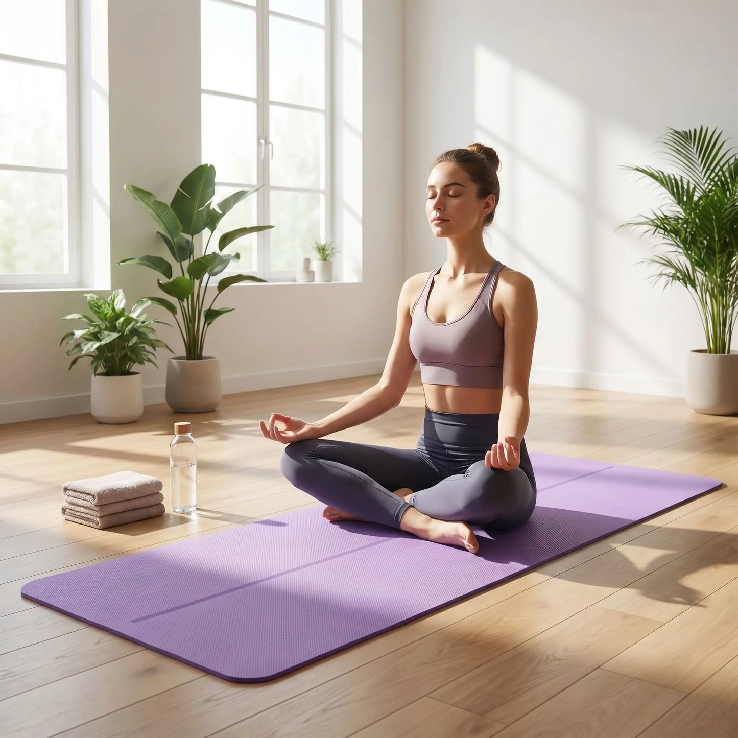 faire du yoga le matin sur un tapis de yoga