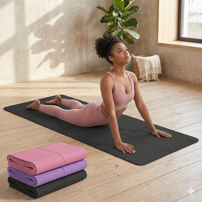 femme fait du yoga sur un tapis de yoga